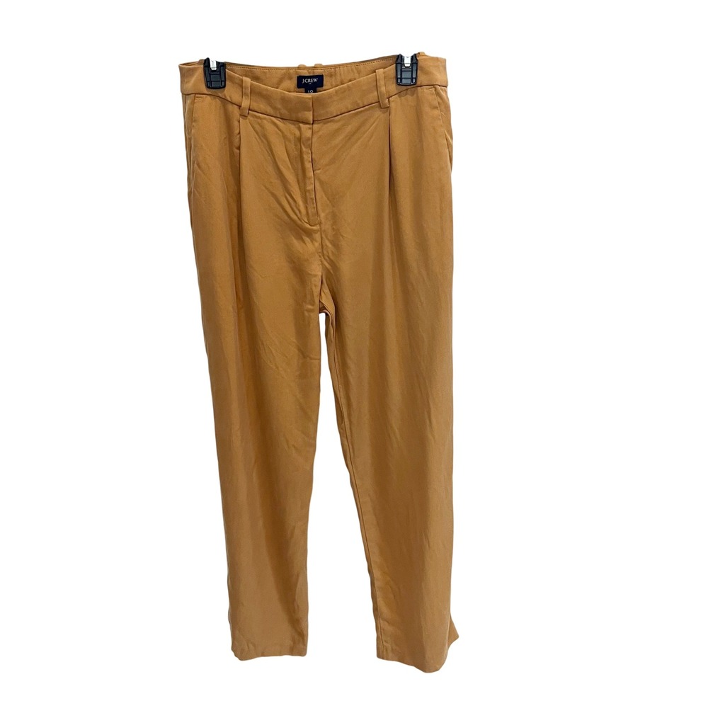 J.Crew Womens Tencel Pleated Tapered Trousers‎ Caramel Brown Business Size 10
